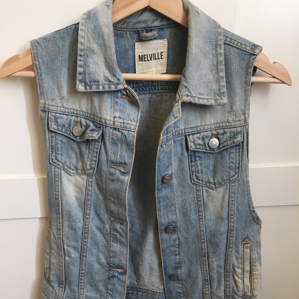 Brandy Melville distressed denim vest size medium